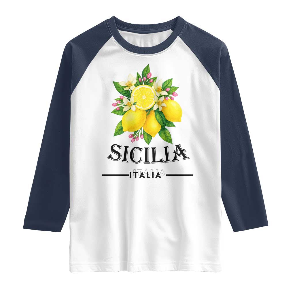 Sicilia Italia Fresh Lemon Raglan Shirt Italian Sicilians Floral Citrus from Southern Italy - Wonder Print Shop