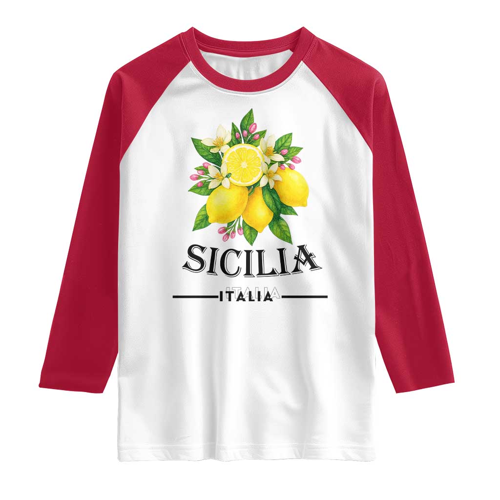 Sicilia Italia Fresh Lemon Raglan Shirt Italian Sicilians Floral Citrus from Southern Italy - Wonder Print Shop