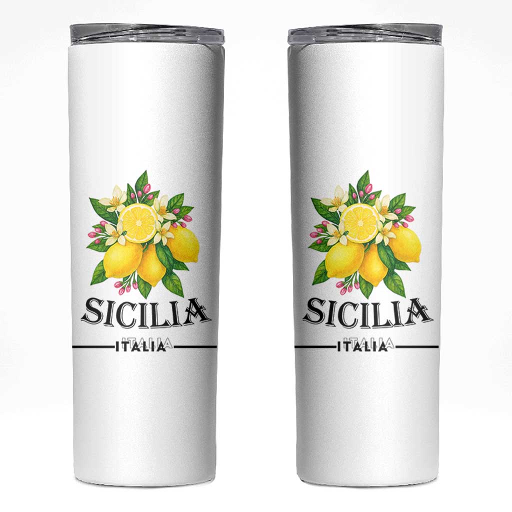 Sicilia Italia Fresh Lemon Skinny Tumbler Italian Sicilians Floral Citrus from Southern Italy - Wonder Print Shop