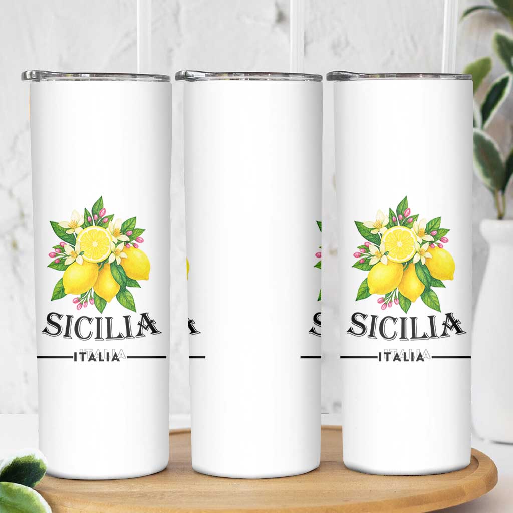 Sicilia Italia Fresh Lemon Skinny Tumbler Italian Sicilians Floral Citrus from Southern Italy - Wonder Print Shop