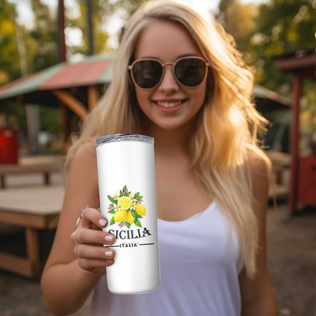 Sicilia Italia Fresh Lemon Skinny Tumbler Italian Sicilians Floral Citrus from Southern Italy - Wonder Print Shop
