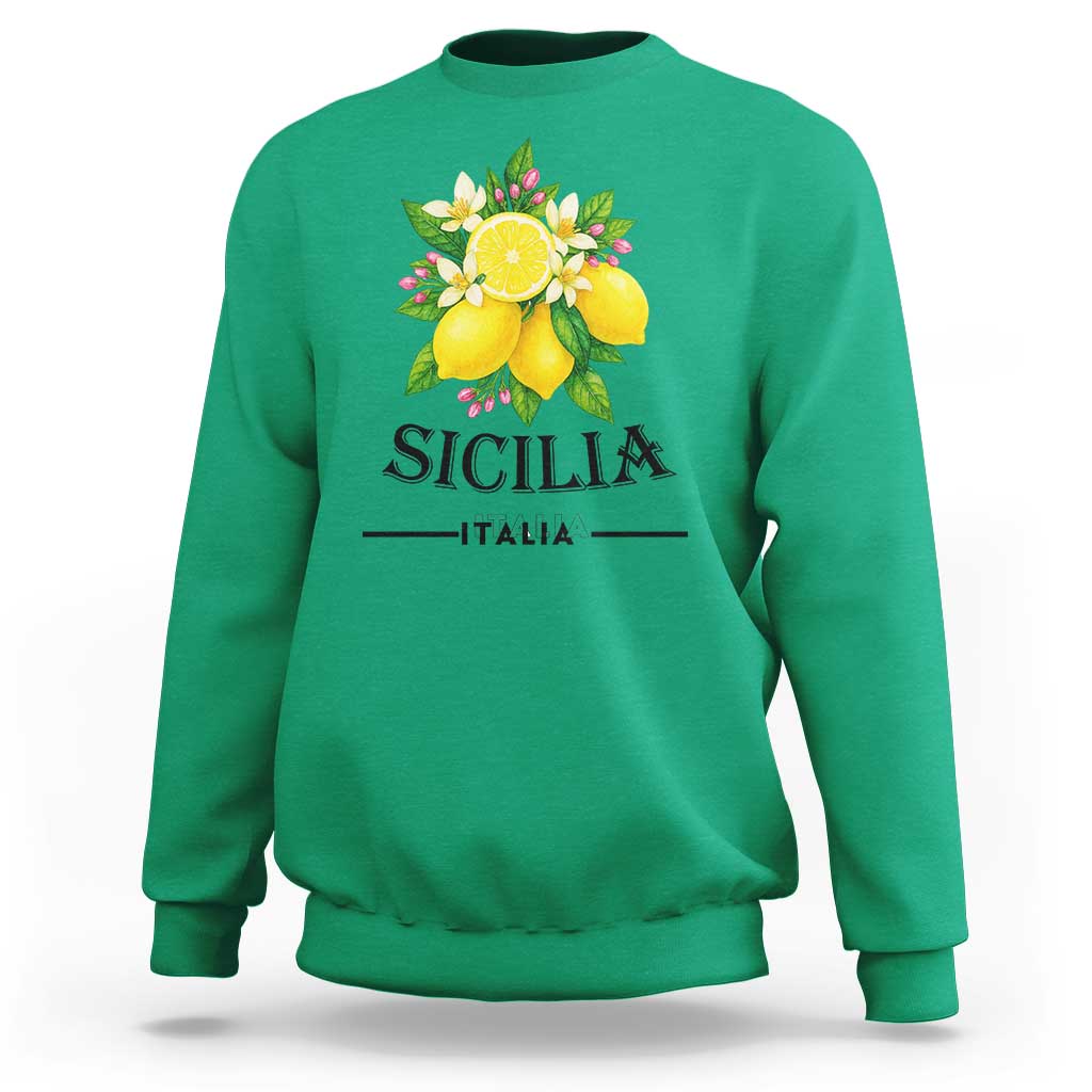 Sicilia Italia Fresh Lemon Sweatshirt Italian Sicilians Floral Citrus from Southern Italy - Wonder Print Shop