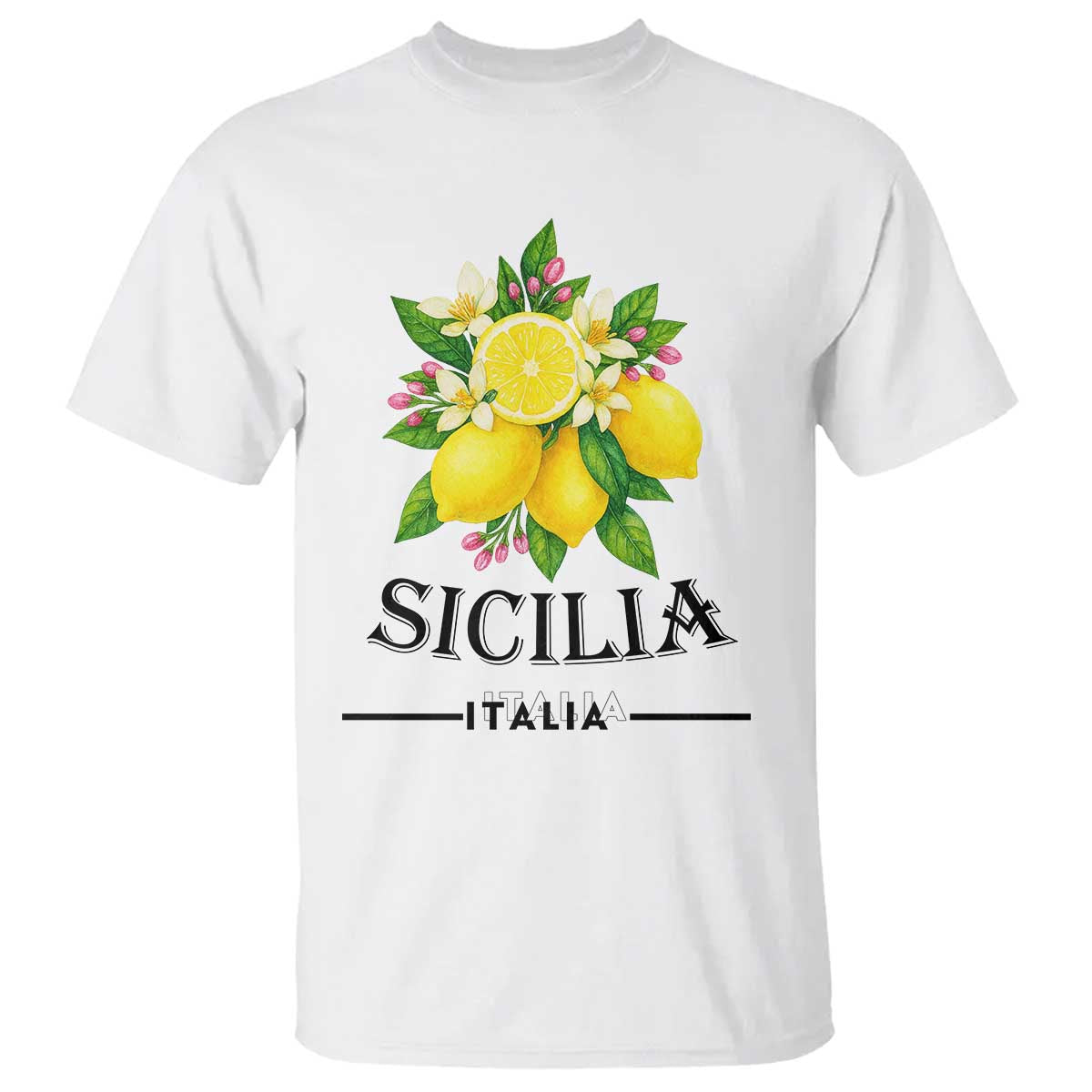 Sicilia Italia Fresh Lemon T Shirt Italian Sicilians Floral Citrus from Southern Italy - Wonder Print Shop