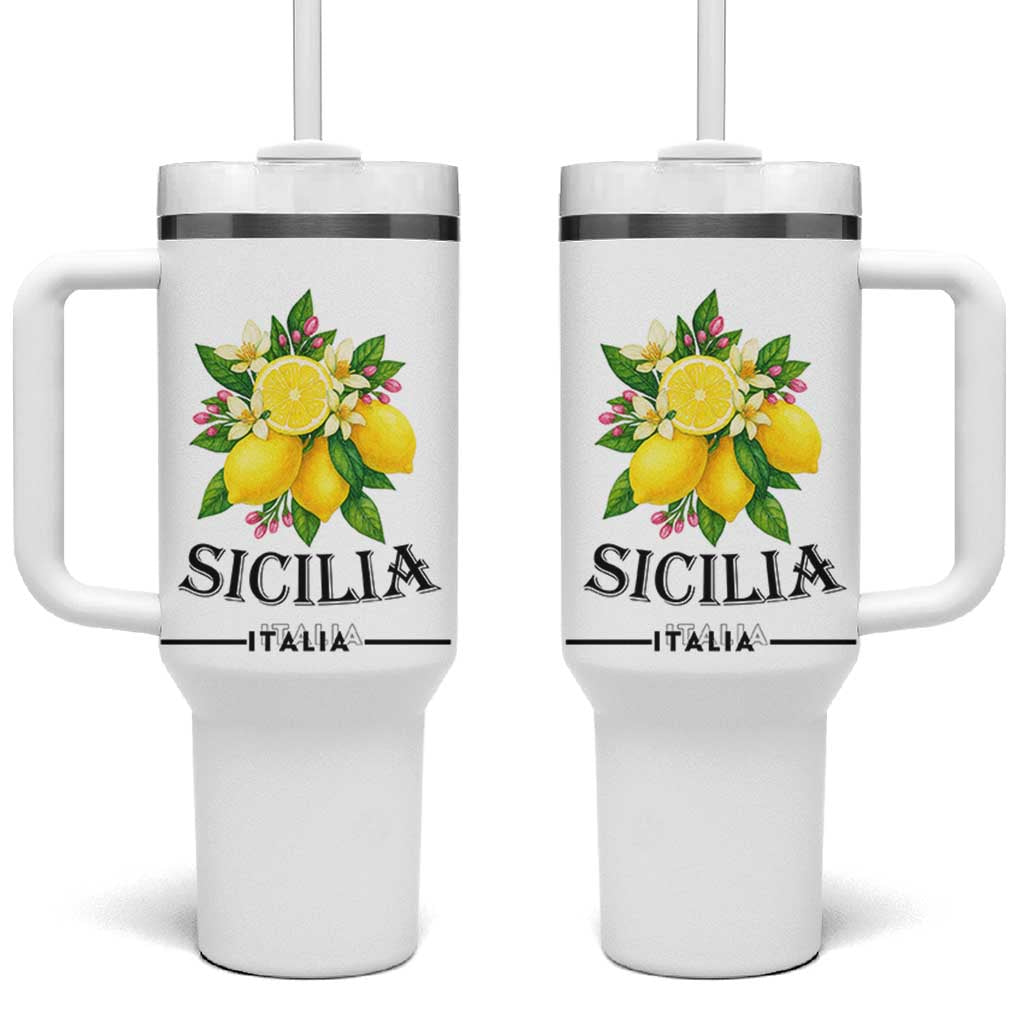Sicilia Italia Fresh Lemon Tumbler With Handle Italian Sicilians Floral Citrus from Southern Italy - Wonder Print Shop