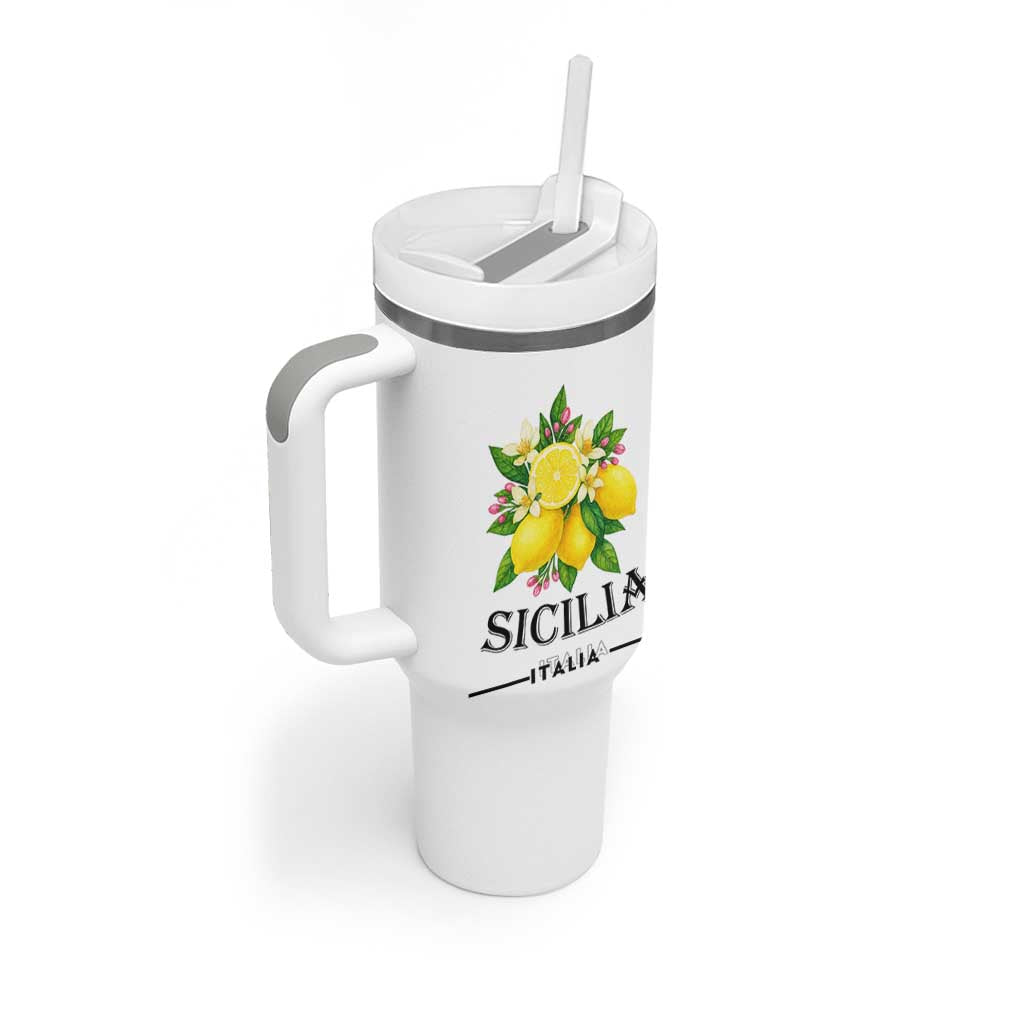 Sicilia Italia Fresh Lemon Tumbler With Handle Italian Sicilians Floral Citrus from Southern Italy - Wonder Print Shop