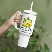 Sicilia Italia Fresh Lemon Tumbler With Handle Italian Sicilians Floral Citrus from Southern Italy - Wonder Print Shop