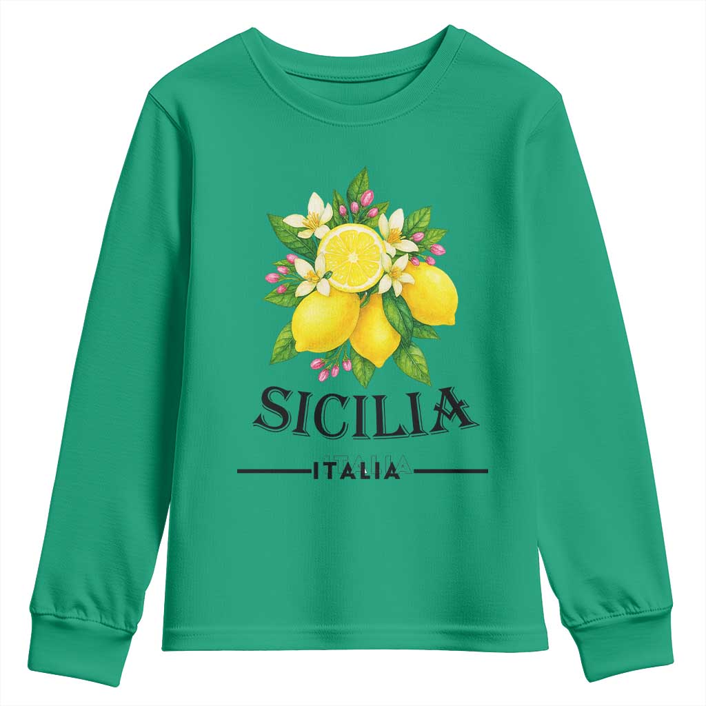 Sicilia Italia Fresh Lemon Youth Sweatshirt Italian Sicilians Floral Citrus from Southern Italy - Wonder Print Shop