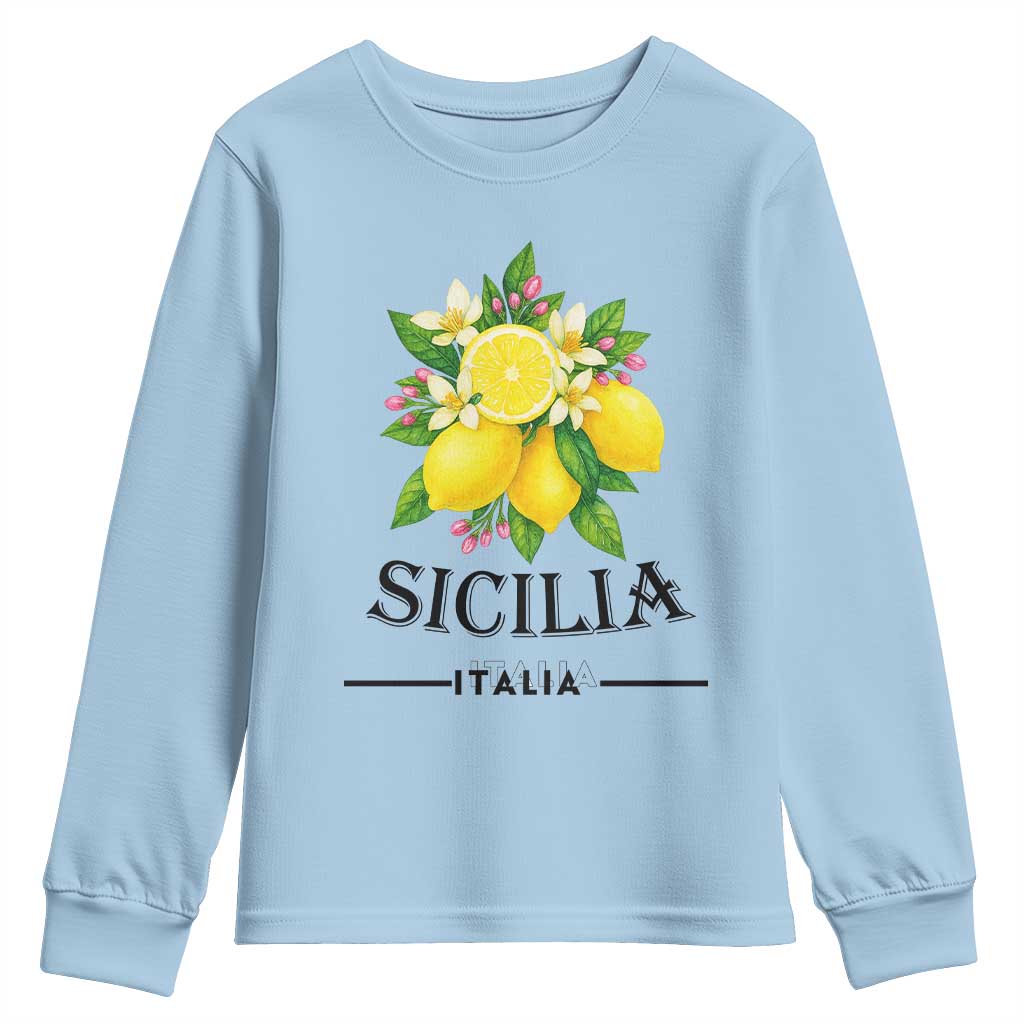 Sicilia Italia Fresh Lemon Youth Sweatshirt Italian Sicilians Floral Citrus from Southern Italy - Wonder Print Shop