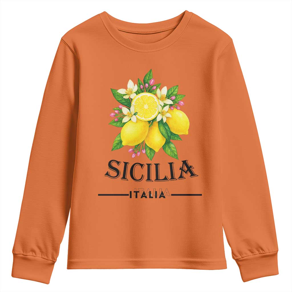 Sicilia Italia Fresh Lemon Youth Sweatshirt Italian Sicilians Floral Citrus from Southern Italy - Wonder Print Shop