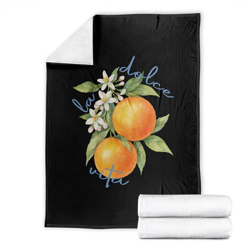 La Dolce Vita Oranges Throw Blanket Romantic Italian Citrus Blossom Mediterranean Charm - Wonder Print Shop