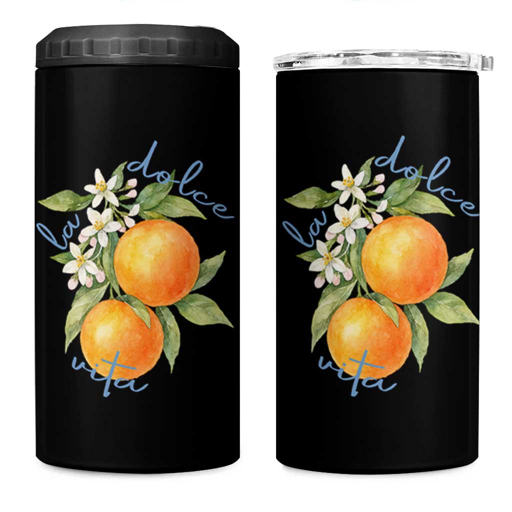 La Dolce Vita Oranges 4 in 1 Can Cooler Tumbler Romantic Italian Citrus Blossom Mediterranean Charm - Wonder Print Shop