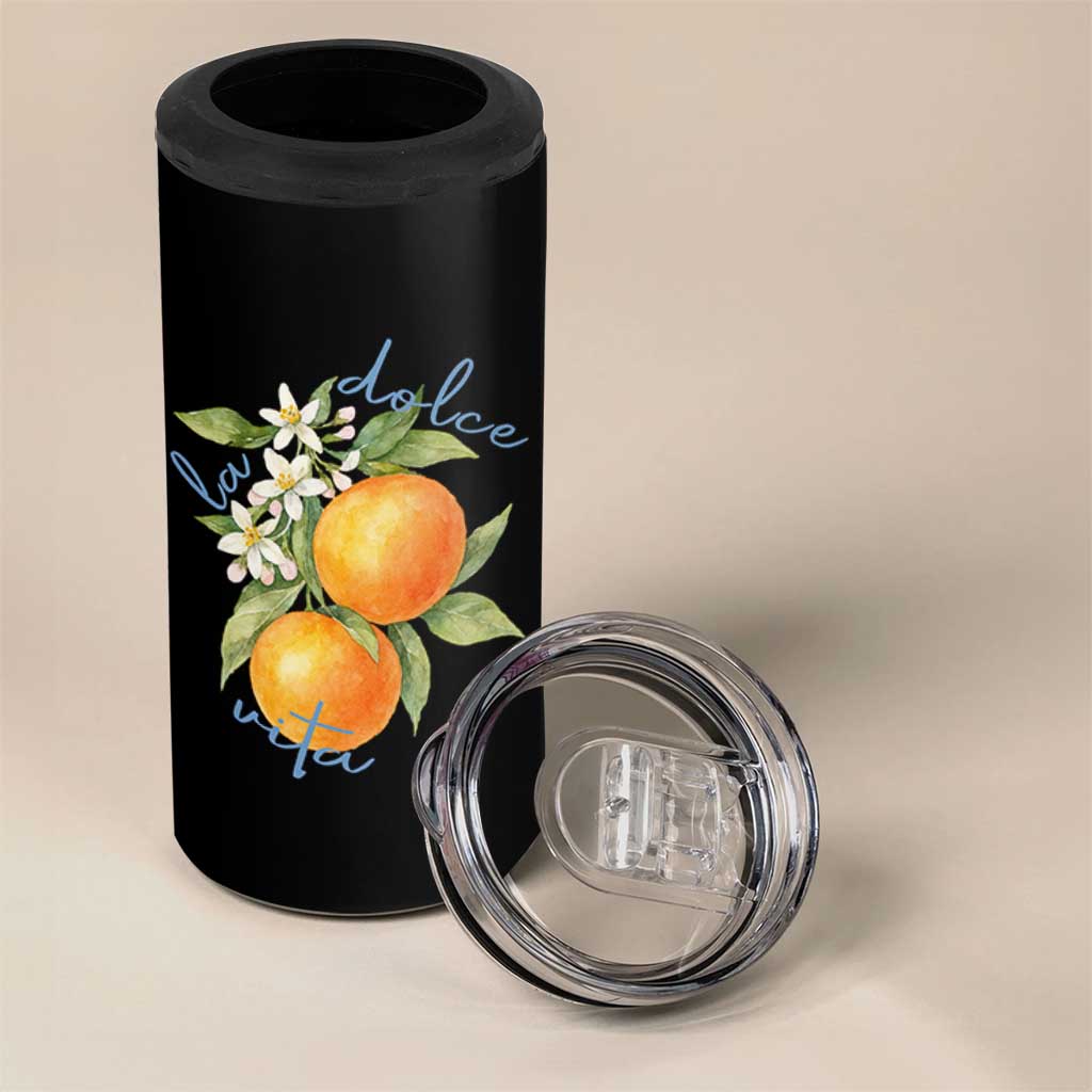 La Dolce Vita Oranges 4 in 1 Can Cooler Tumbler Romantic Italian Citrus Blossom Mediterranean Charm - Wonder Print Shop