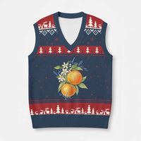 La Dolce Vita Oranges V-Neck Knit Sweater Vest Romantic Italian Citrus Blossom Mediterranean Charm - Wonder Print Shop