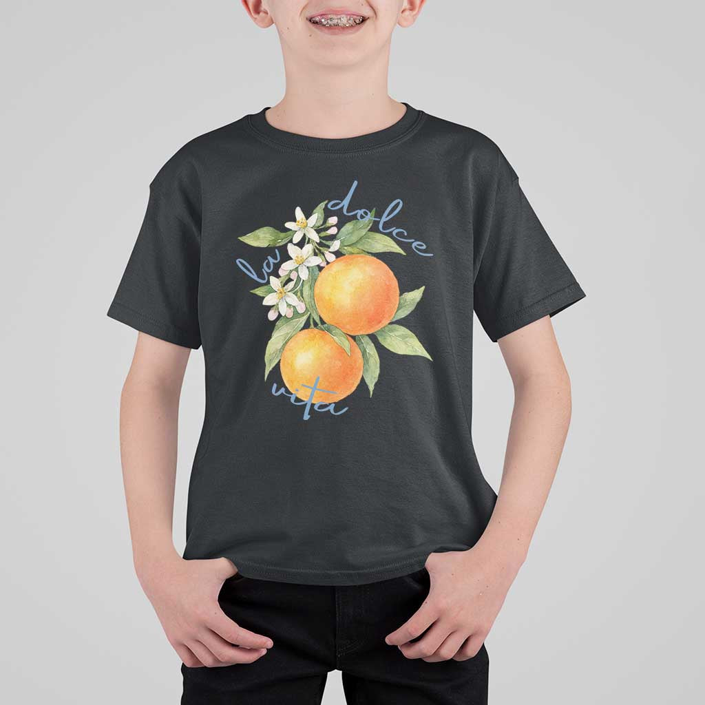 La Dolce Vita Oranges T Shirt For Kid Romantic Italian Citrus Blossom Mediterranean Charm - Wonder Print Shop