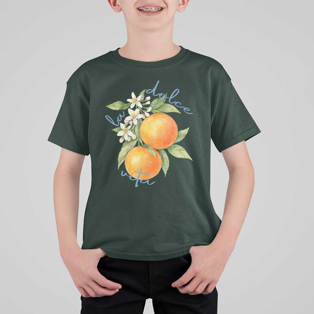 La Dolce Vita Oranges T Shirt For Kid Romantic Italian Citrus Blossom Mediterranean Charm - Wonder Print Shop