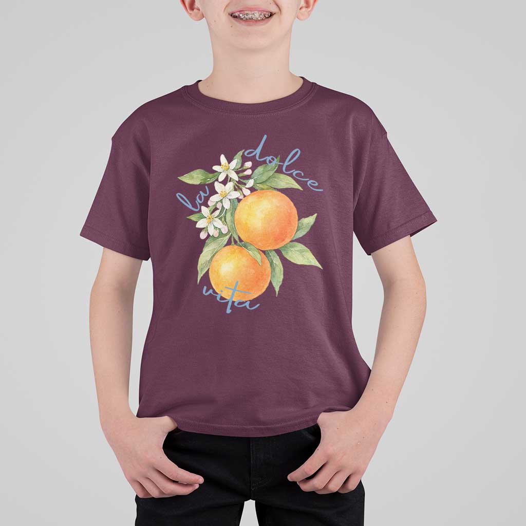 La Dolce Vita Oranges T Shirt For Kid Romantic Italian Citrus Blossom Mediterranean Charm - Wonder Print Shop