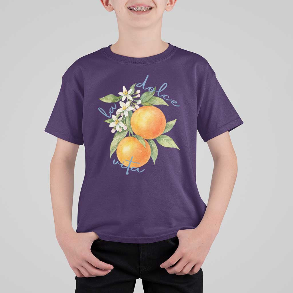La Dolce Vita Oranges T Shirt For Kid Romantic Italian Citrus Blossom Mediterranean Charm - Wonder Print Shop