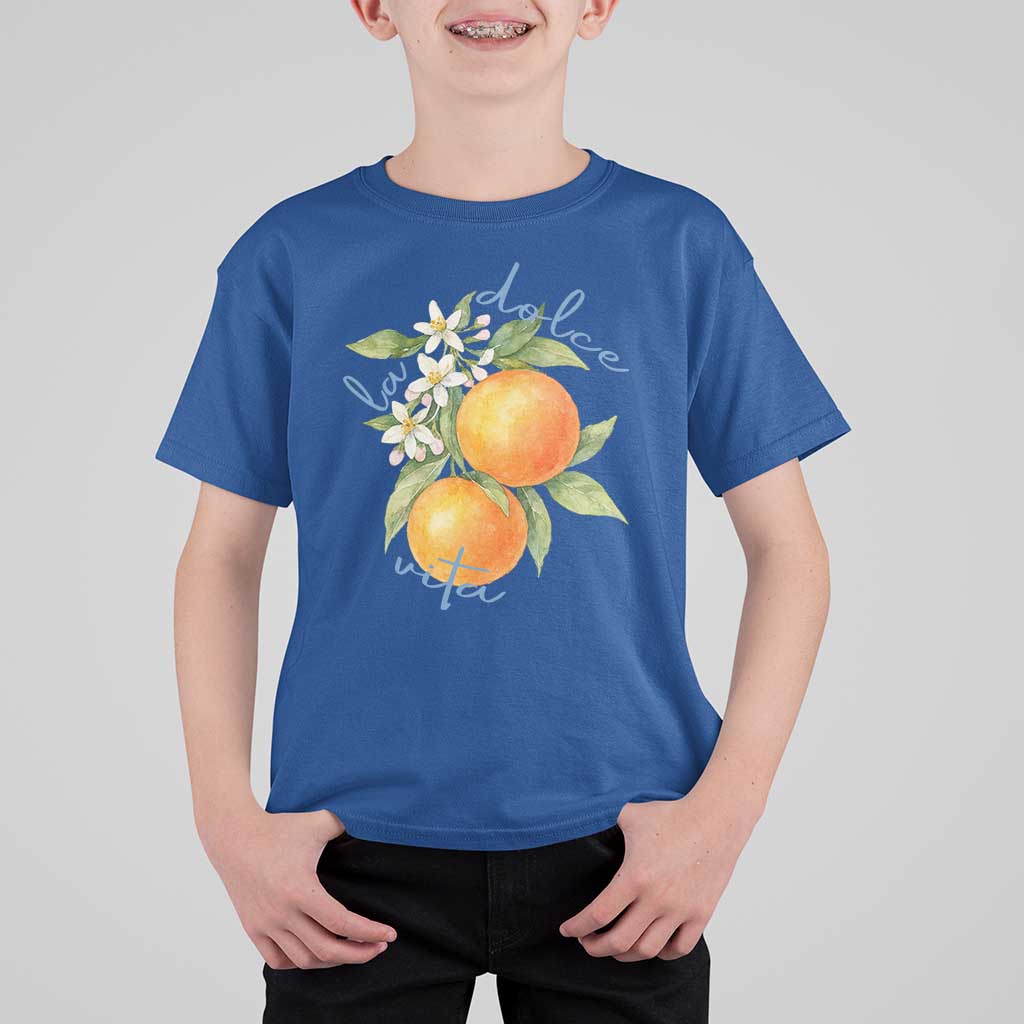 La Dolce Vita Oranges T Shirt For Kid Romantic Italian Citrus Blossom Mediterranean Charm - Wonder Print Shop