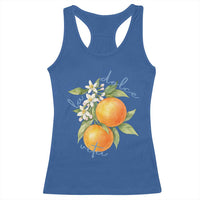 La Dolce Vita Oranges Racerback Tank Top Romantic Italian Citrus Blossom Mediterranean Charm - Wonder Print Shop