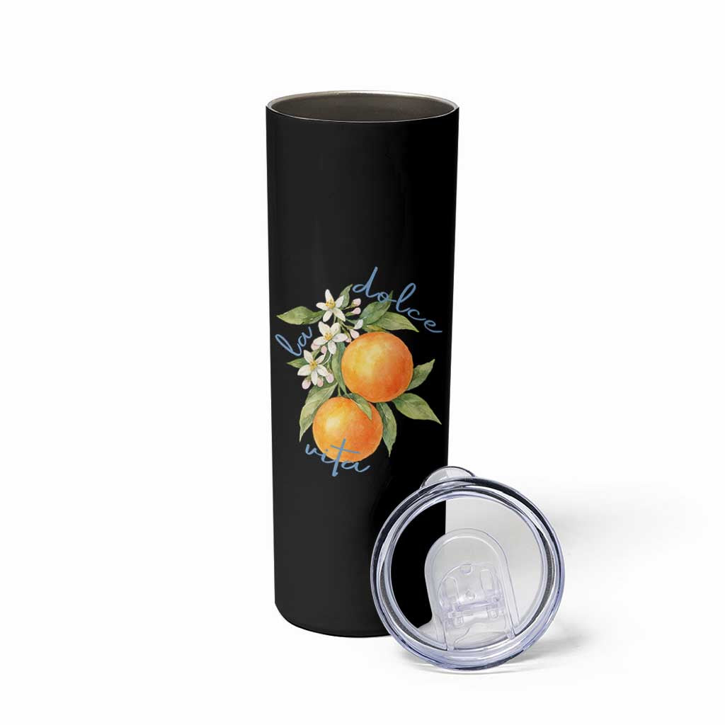 La Dolce Vita Oranges Skinny Tumbler Romantic Italian Citrus Blossom Mediterranean Charm - Wonder Print Shop