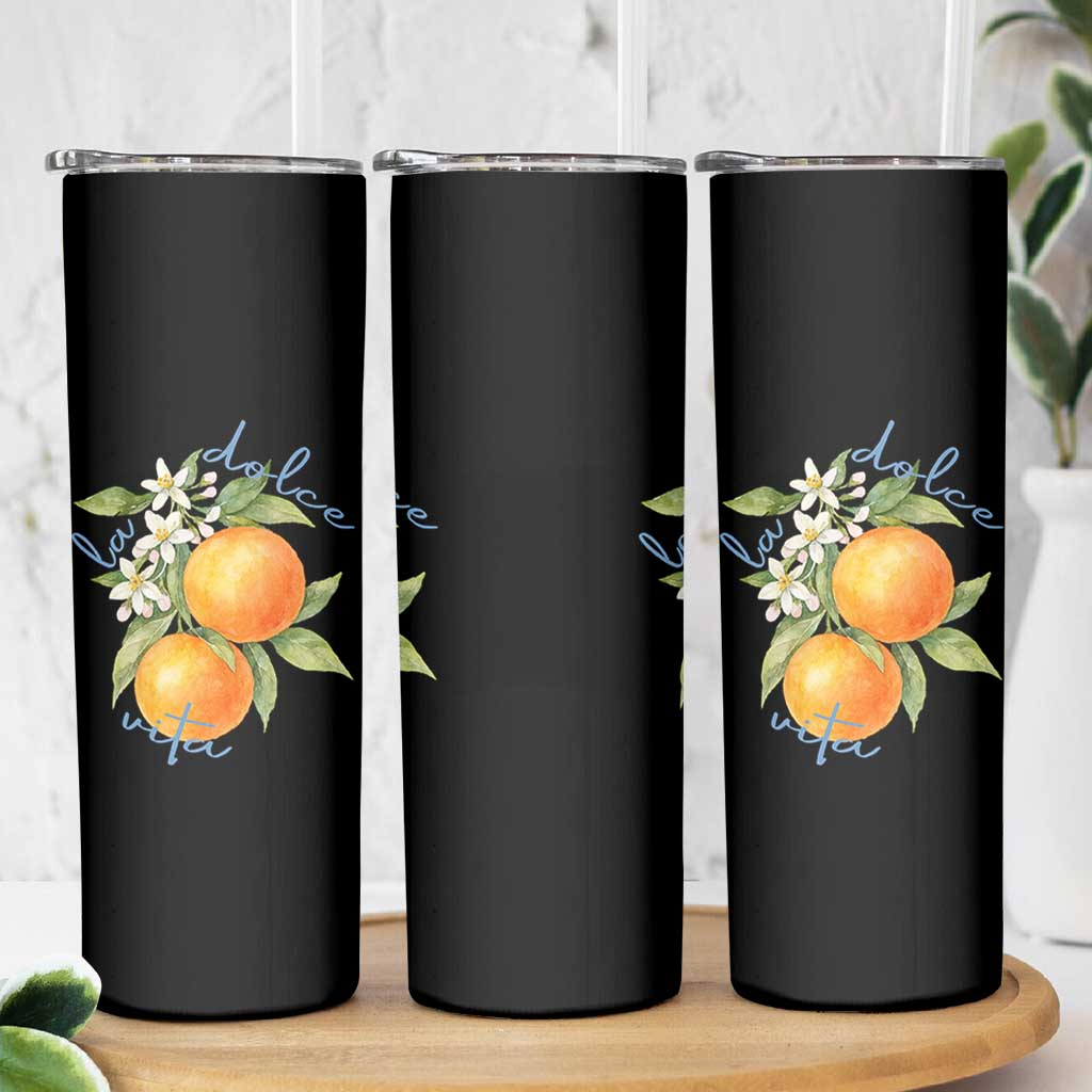 La Dolce Vita Oranges Skinny Tumbler Romantic Italian Citrus Blossom Mediterranean Charm - Wonder Print Shop