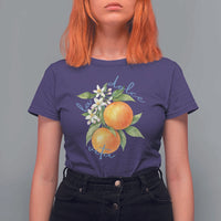 La Dolce Vita Oranges T Shirt For Women Romantic Italian Citrus Blossom Mediterranean Charm - Wonder Print Shop