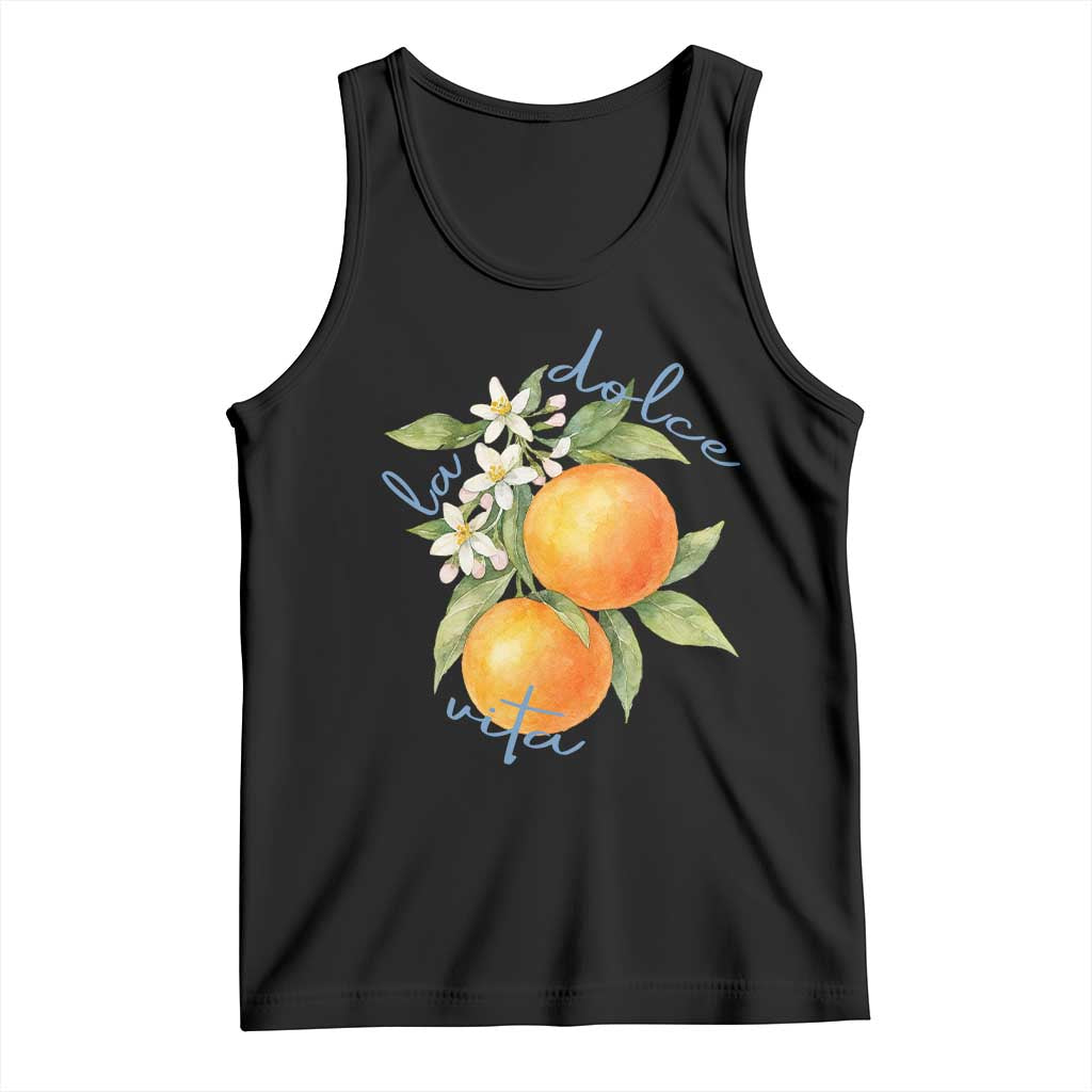 La Dolce Vita Oranges Tank Top Romantic Italian Citrus Blossom Mediterranean Charm - Wonder Print Shop