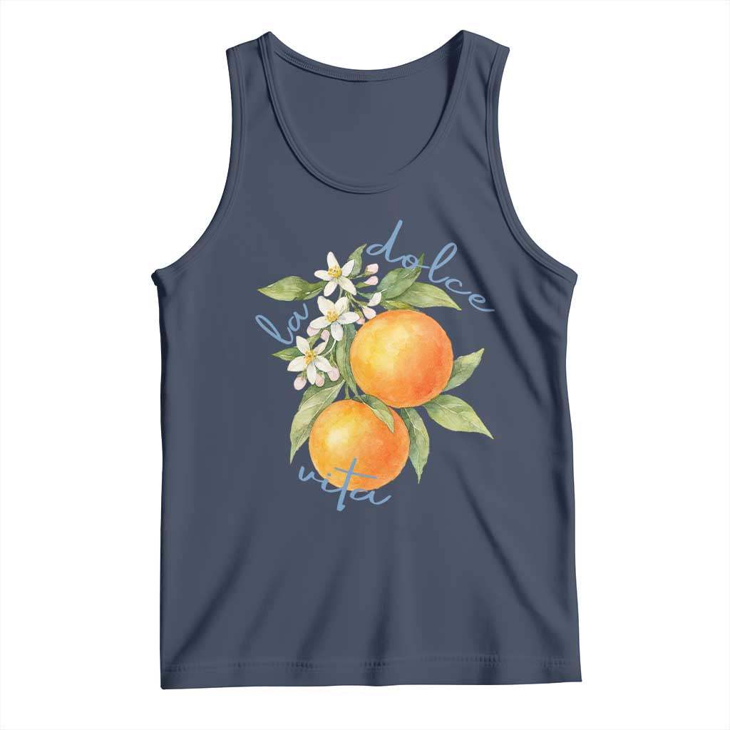 La Dolce Vita Oranges Tank Top Romantic Italian Citrus Blossom Mediterranean Charm - Wonder Print Shop