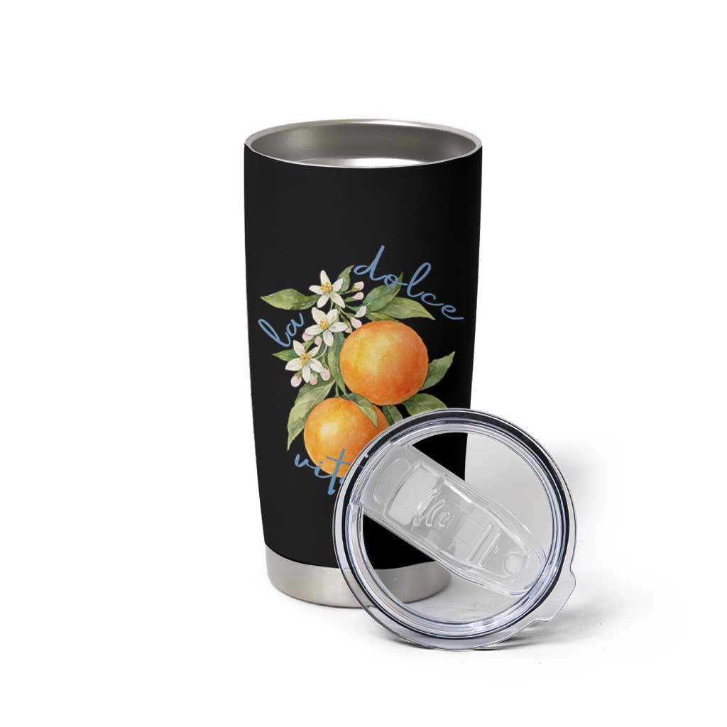 La Dolce Vita Oranges Tumbler Cup Romantic Italian Citrus Blossom Mediterranean Charm - Wonder Print Shop