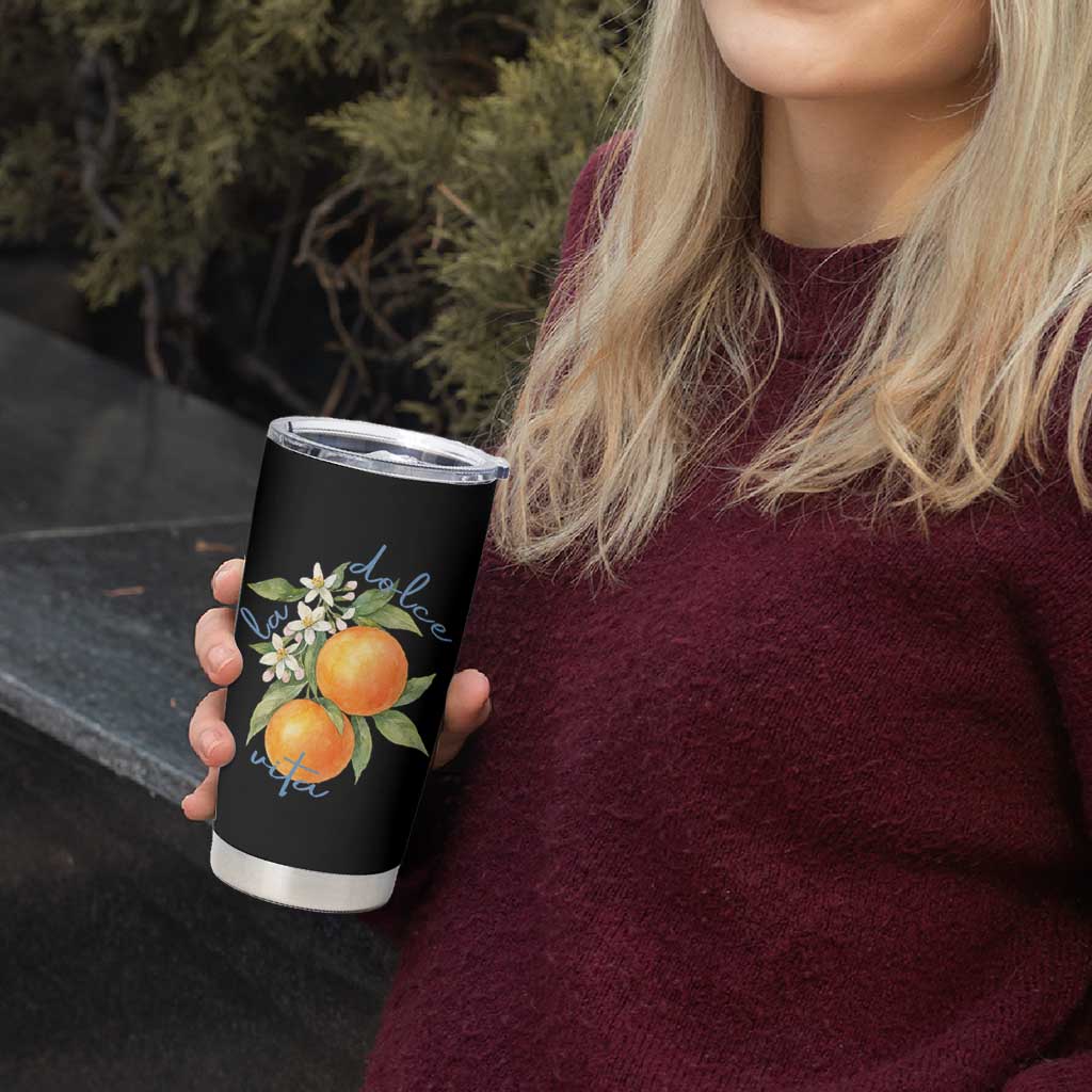 La Dolce Vita Oranges Tumbler Cup Romantic Italian Citrus Blossom Mediterranean Charm - Wonder Print Shop
