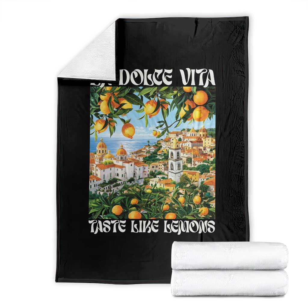 La Dolce Vita Taste Like Lemons Throw Blanket Retro Italian Village Citrus Summer Wanderlusters - Wonder Print Shop