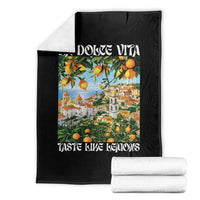 La Dolce Vita Taste Like Lemons Throw Blanket Retro Italian Village Citrus Summer Wanderlusters - Wonder Print Shop