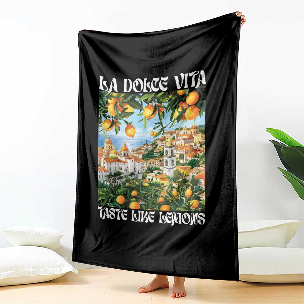 La Dolce Vita Taste Like Lemons Throw Blanket Retro Italian Village Citrus Summer Wanderlusters - Wonder Print Shop