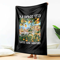 La Dolce Vita Taste Like Lemons Throw Blanket Retro Italian Village Citrus Summer Wanderlusters - Wonder Print Shop
