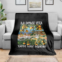 La Dolce Vita Taste Like Lemons Throw Blanket Retro Italian Village Citrus Summer Wanderlusters - Wonder Print Shop