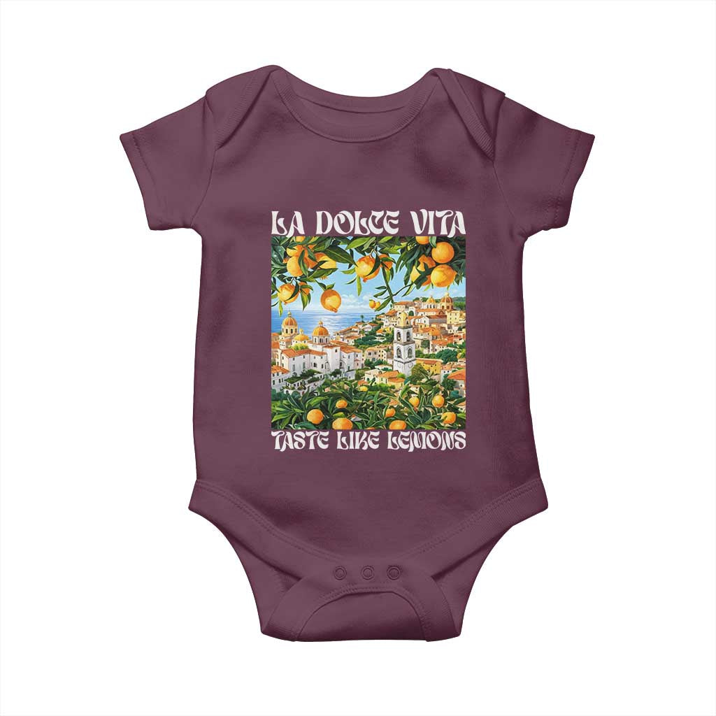 La Dolce Vita Taste Like Lemons Baby Onesie Retro Italian Village Citrus Summer Wanderlusters - Wonder Print Shop
