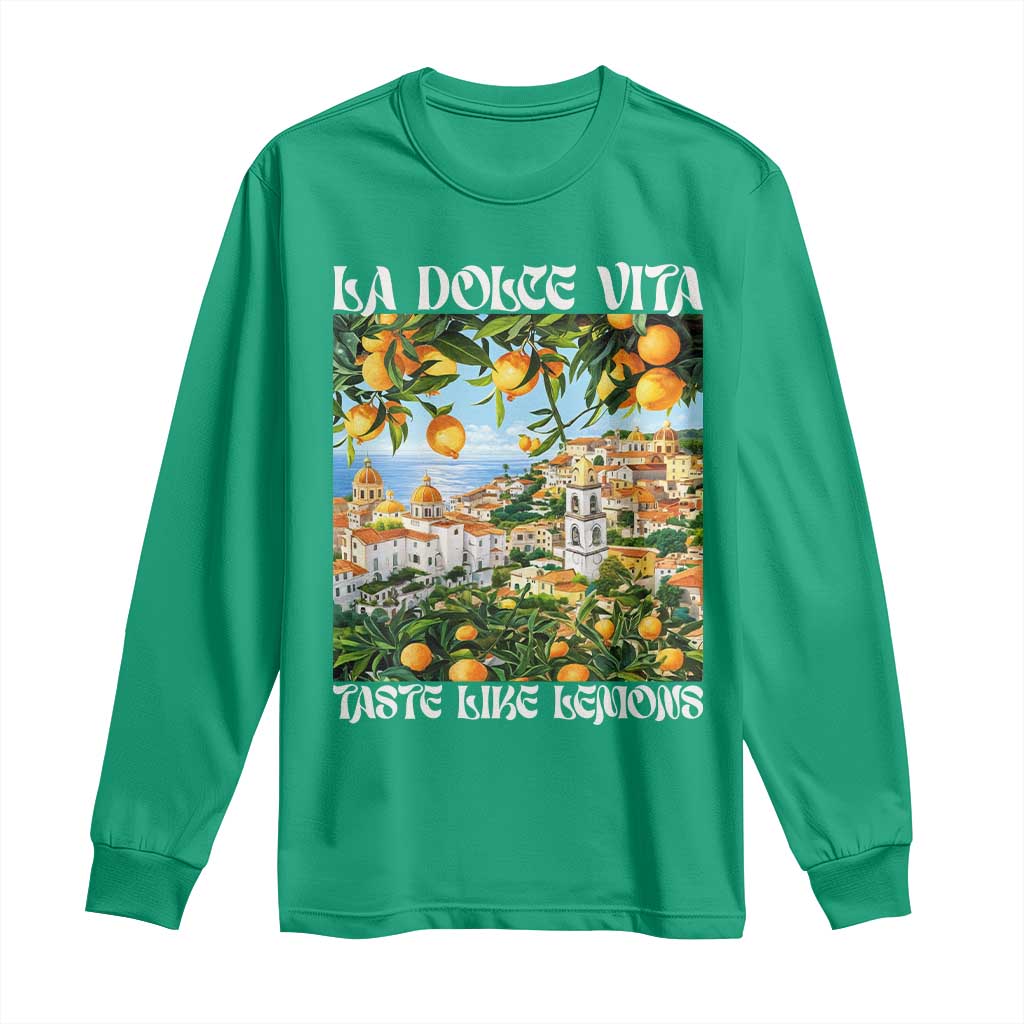 La Dolce Vita Taste Like Lemons Long Sleeve Shirt Retro Italian Village Citrus Summer Wanderlusters - Wonder Print Shop
