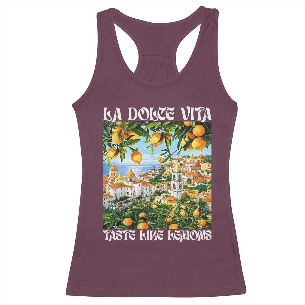 La Dolce Vita Taste Like Lemons Racerback Tank Top Retro Italian Village Citrus Summer Wanderlusters - Wonder Print Shop