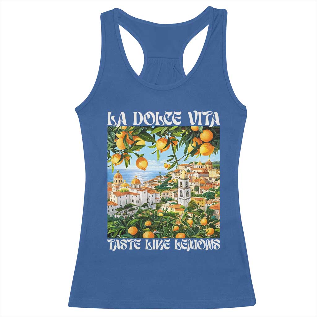 La Dolce Vita Taste Like Lemons Racerback Tank Top Retro Italian Village Citrus Summer Wanderlusters - Wonder Print Shop