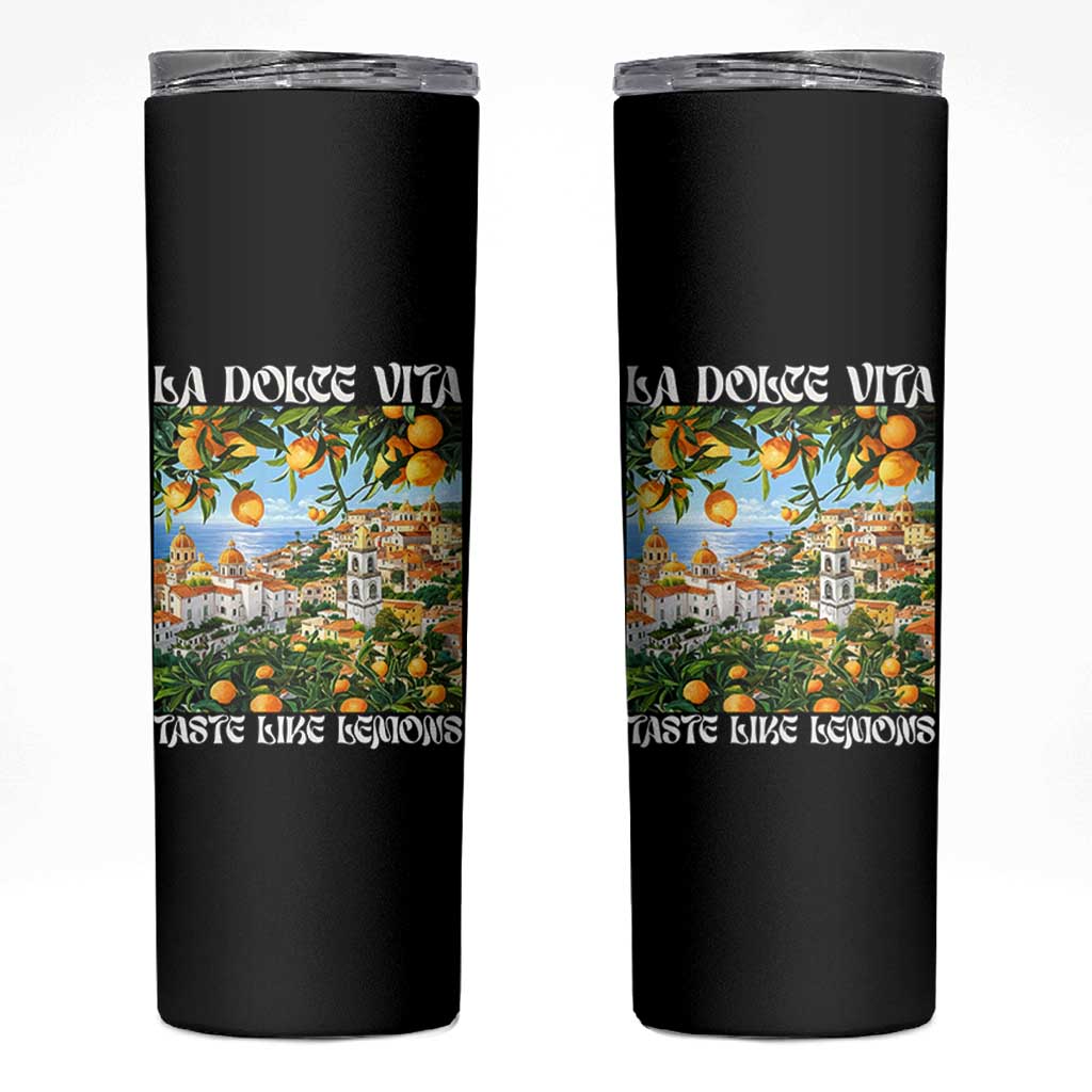 La Dolce Vita Taste Like Lemons Skinny Tumbler Retro Italian Village Citrus Summer Wanderlusters - Wonder Print Shop
