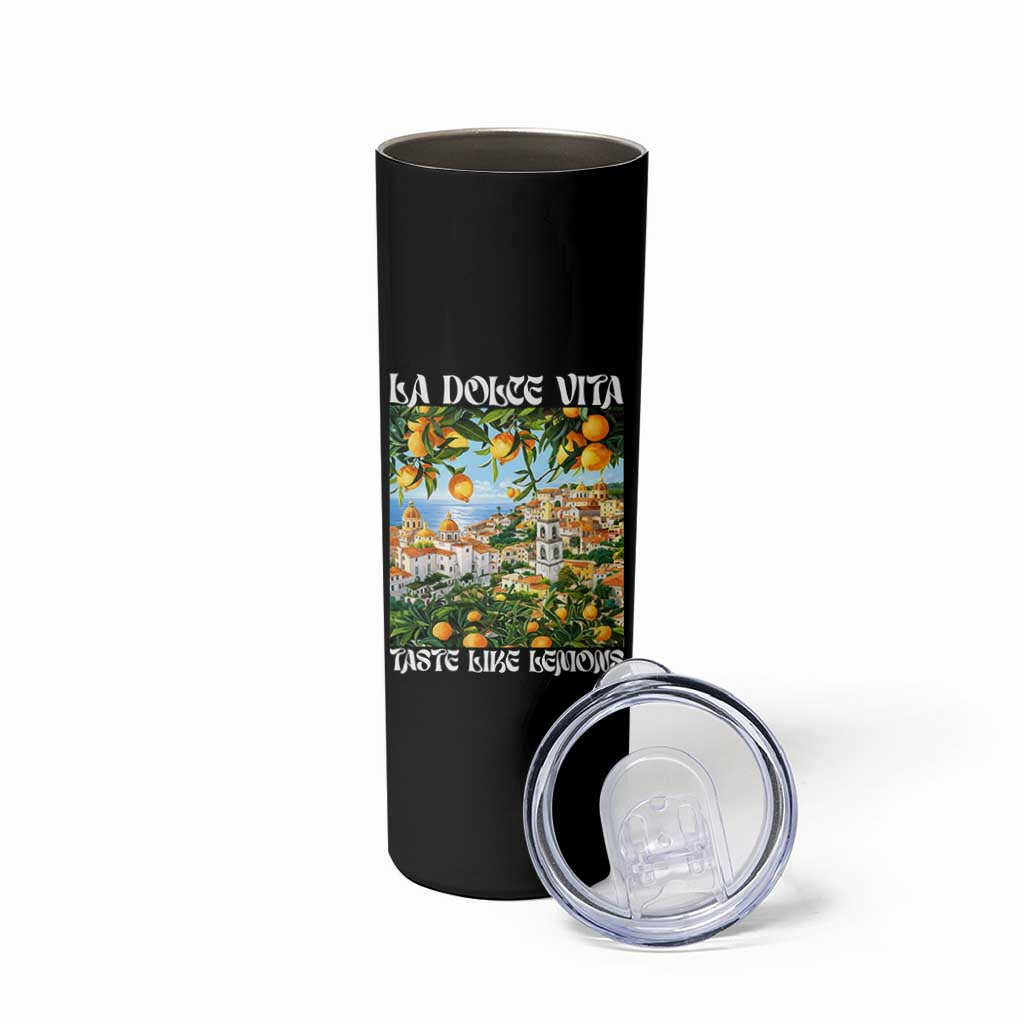 La Dolce Vita Taste Like Lemons Skinny Tumbler Retro Italian Village Citrus Summer Wanderlusters - Wonder Print Shop