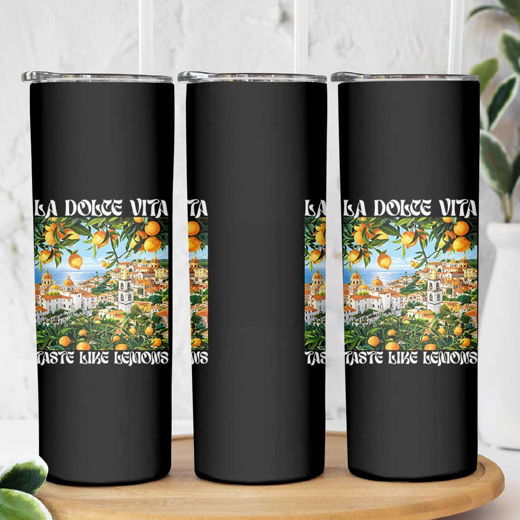 La Dolce Vita Taste Like Lemons Skinny Tumbler Retro Italian Village Citrus Summer Wanderlusters - Wonder Print Shop