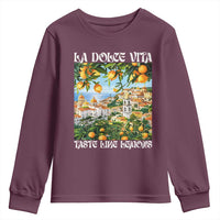 La Dolce Vita Taste Like Lemons Youth Sweatshirt Retro Italian Village Citrus Summer Wanderlusters - Wonder Print Shop