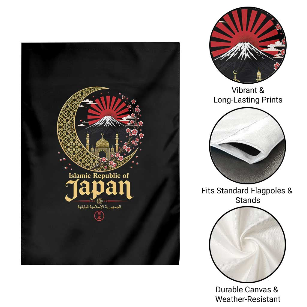 Islamic Republic of Japan Aesthetic Graphic Garden Flag Mount Fuji Mosque Cultural Fusion
