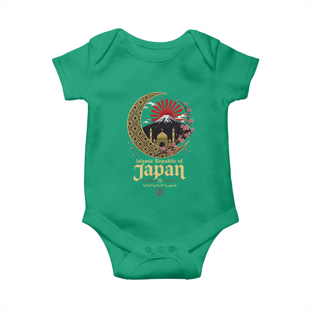 Islamic Republic of Japan Aesthetic Graphic Baby Onesie Mount Fuji Mosque Cultural Fusion