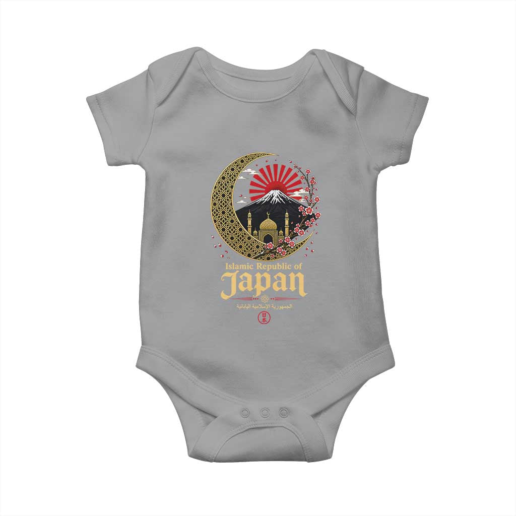 Islamic Republic of Japan Aesthetic Graphic Baby Onesie Mount Fuji Mosque Cultural Fusion