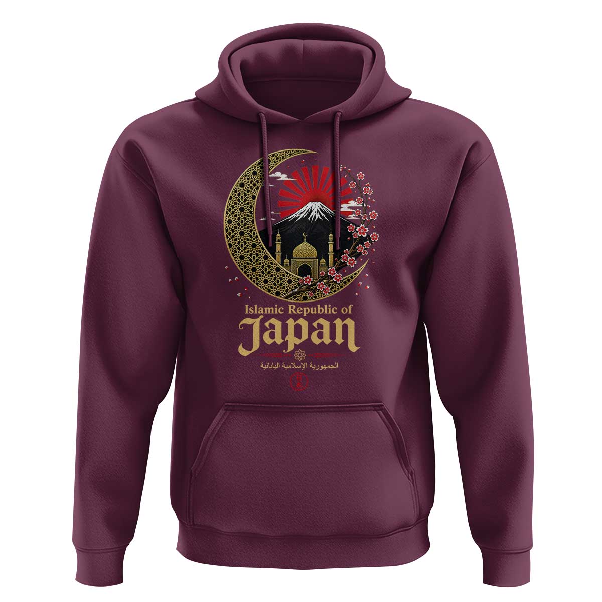 Islamic Republic of Japan Aesthetic Graphic Hoodie Mount Fuji Mosque Cultural Fusion