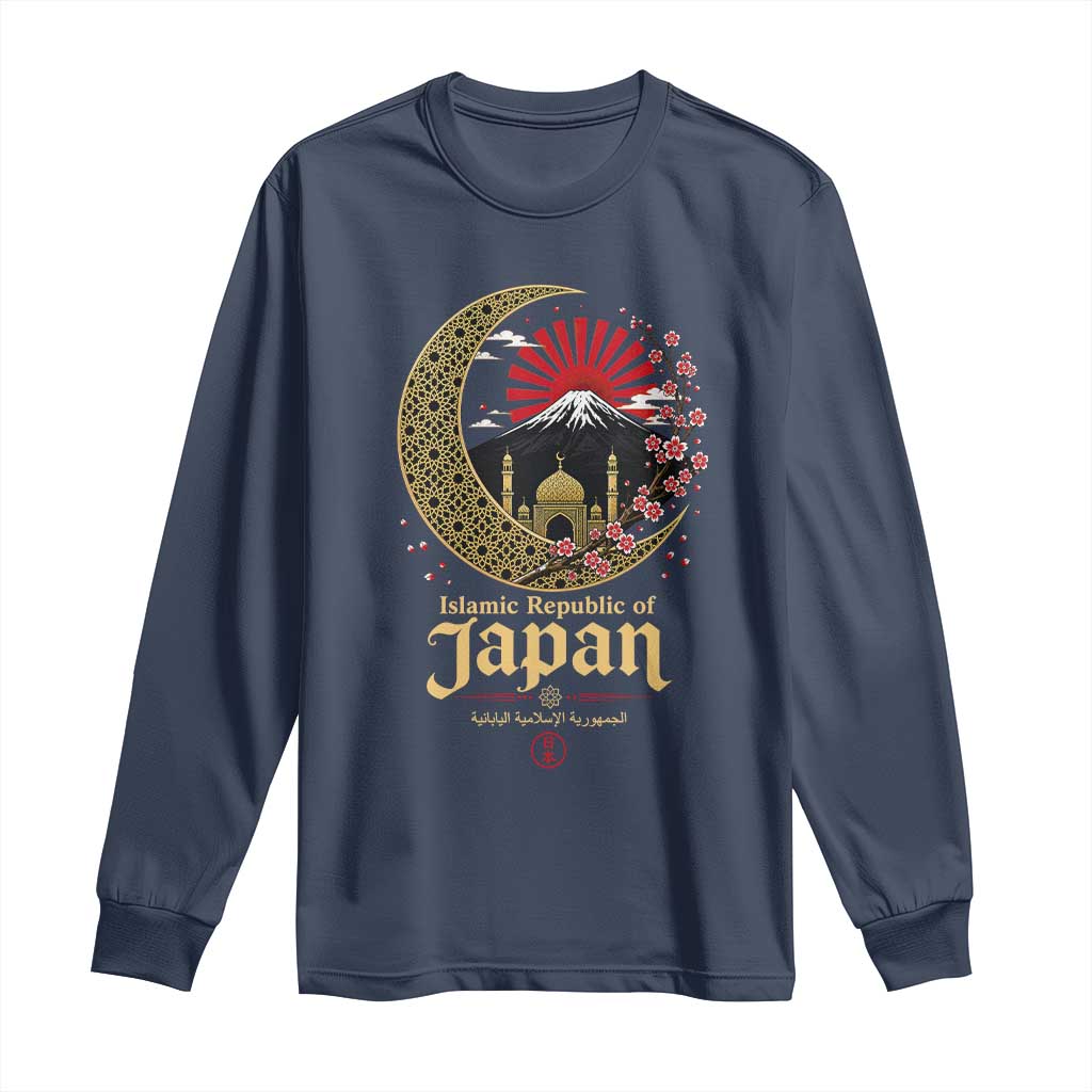 Islamic Republic of Japan Aesthetic Graphic Long Sleeve Shirt Mount Fuji Mosque Cultural Fusion