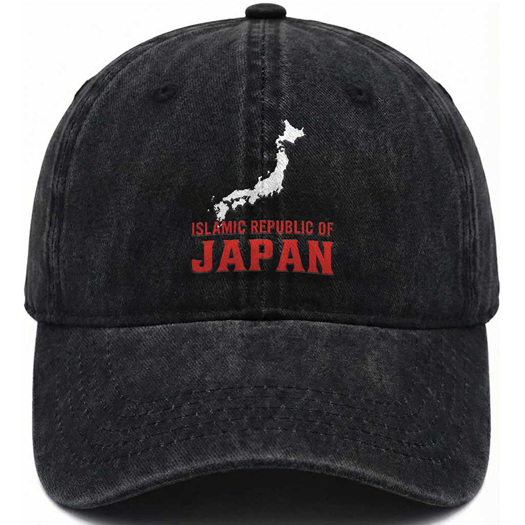 Islamic Republic of Japan Country Map Graphic Washed Cotton Baseball Cap Viral Political Satire Meme