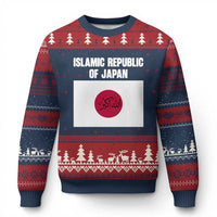 Islamic Republic of Japan Arabic Calligraphy Flag Ugly Christmas Sweater Allahu Akbar Presidential Gaffe Satirical